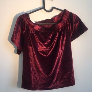 Velvet off shoulder top